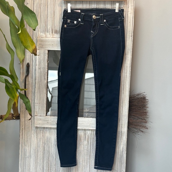 True Religion Denim - True Religion HALLE Mid-Rise Super Skinny Jeans Size 24  Indigo EUC